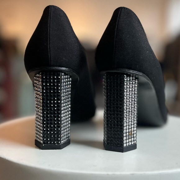 Stuart Weitzman rhinestone block heel pumps - Picture 3 of 4